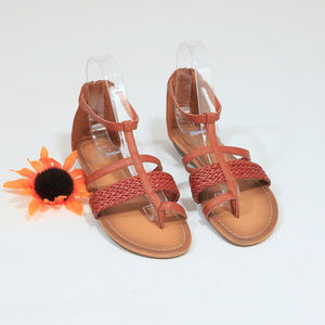 IF Carrini Brown Flat Braided Sandals US 6